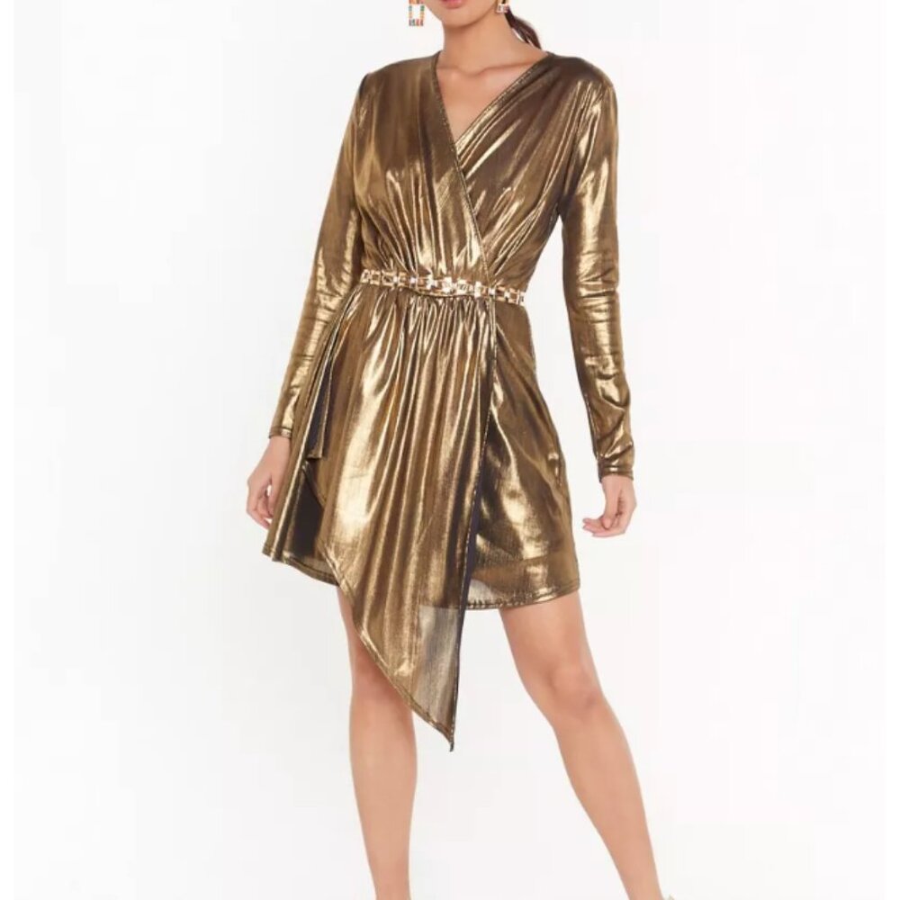 Nasty Gal All That Shines Metallic Mini Dress